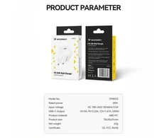 Wozinsky CMWCS USB-C PD 20W laidinis įkroviklis – baltos spalvos