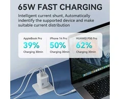 Wozinsky CGWCW 65W GaN sieninis įkroviklis USB-A / 2 x USB-C - Baltas