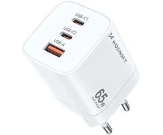 Wozinsky CGWCW 65W GaN sieninis įkroviklis USB-A / 2 x USB-C - Baltas