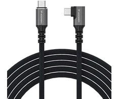 Wozinsky WPS3-UY41S USB-C USB4 40Gb/s 240W 1m 4K kampinis kabelis - Juodas