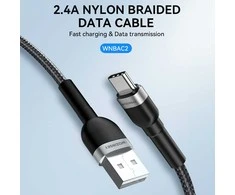 Wozinsky WNBAC2 USB-A / USB-C 2.4A kabelis 2 m – juodos spalvos