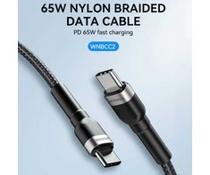 Wozinsky WNBCC2 USB-C / USB-C PD 65W kabelis 2 m – juodos spalvos