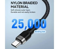 Wozinsky WNBCC1 USB-C / USB-C PD 65W kabelis 1 m – juodos spalvos