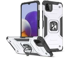 Wozinsky Šarvuotas dėklas su dangteliu + magnetinis laikiklis Samsung Galaxy A22 4G Ring Armor, sidabrinis
