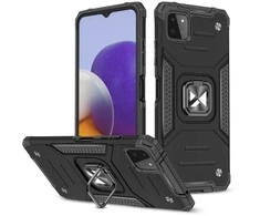 Dėklas Wozinsky Šarvuotas dėklo dangtelis + magnetinis laikiklis Samsung Galaxy A22 4G Ring Armor juodas