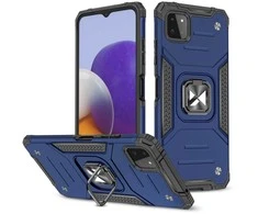 Dėklas Wozinsky Šarvuotas korpuso dangtelis + magnetinis laikiklis Samsung Galaxy A22 4G Ring Armor mėlynai