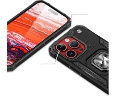 Dėklas Wozinsky Pancerne etui su laikikliu na palec do iPhone 15 Pro Ring Armor rožinė złoto