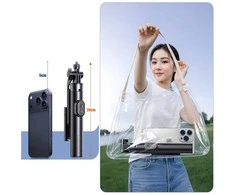 Selfie stick Wozinsky WC1Y70S telescopic tripod 1.7m with phone holder - juodas