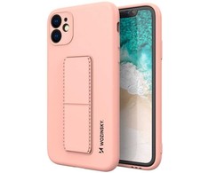 Wozinsky silikoninis dėklas su stovu iPhone 12 dėklas su atrama ir stovas rausvas