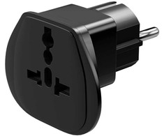 Goobay 94028 World to EU Travel Adapteris, kelionių adapteris (UK, US, IT, CH, į EU), Juoda