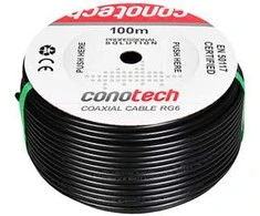 Conotech RG6U NS113TRI aukštos kokybės kabelis PE+GEL 1.13 CU x144 100m