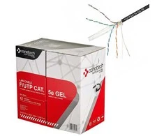 Conotech Susuktos poros LAN kabelis, cat.5e F/UTP GEL+PE, 305m, CU, juodas, gelis