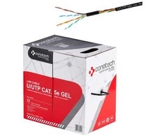 Conotech Susuktos poros LAN kabelis, cat.5e, U/UTP, GEL, 100m, CU, juodas, GEL