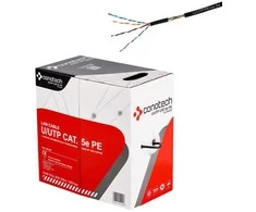 Conotech Susuktos poros LAN kabelis, cat.5e, U/UTP, PE, 305m, CU, juodas, išorinis
