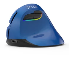 „Delux M618 MINI“ vertikali mėlynos spalvos belaidė pelė.