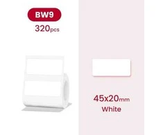 Etiketės B serijos Niimbot 45x20 mm 320 vnt. Baltos, 2 vnt. pakuotėje