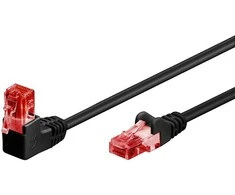 Goobay Trumpas kabelis LAN patchcord CAT 6 U/UTP 1x90 JUODA 0,25 m