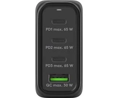 Įkroviklis jungiama į tinklą 3x USB-C USB 68W Goobay Juoda