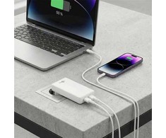 Įkroviklis Goobay Dvigubas USB-C PD GaN Greitas įkroviklis 90 Plokščias (65 W) Baltas