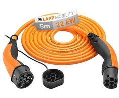 Kabelis EV HELIX Type 2 LAPP 22kW 32A oranžinis 5m