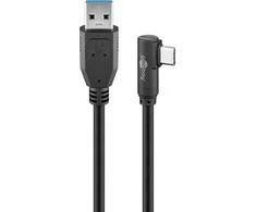 Goobay USB-C 90 ° - USB-A laidas, 1 m