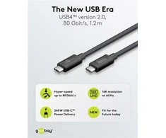 Goobay USB C – USB4 2.0 PD laidas – juodas – 1.2 m