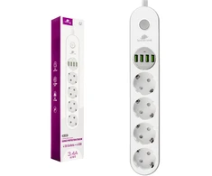 Spacetronik SR-203 maitinimo juosta su 4 USB prievadais