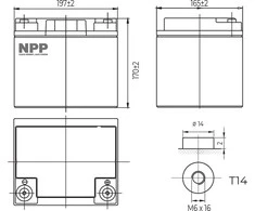 Npp Power Akumuliatorius LFP LiFePO4 12.8V 50Ah T14