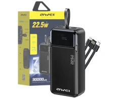Powerbankas 30000mAh 22.5W su laidais AWEI PA-104