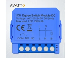„Avatto ZWSM16-DC-1“ išmanusis 1 kanalo „ZigBee“ jungiklio modulis su bevoltiniu nuolatinės srovės kontaktu