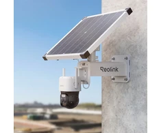 Reolink TrackMix LTE Plus 2 su laikikliu i panelem