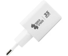 Spacetronik 2in1 USB-C USB PD greitasis įkroviklis 35W 3,6A baltas