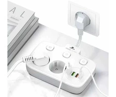 Spacetronik 2x maitinimo juosta, 4xUSB įkroviklis, USB-C PD QC