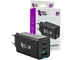 Spacetronik 3in1 USB-C USB PD greitasis įkroviklis 65W 5A juodas