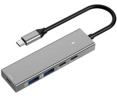 Spacetronik Adapteris HUB 5w1 USB-A ir USB-C NA USB 3.2 SPU-M16