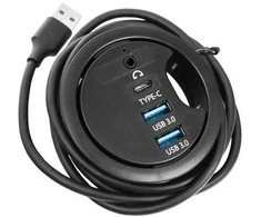 Spacetronik Stalinis šakotuvas 2x USB 3.0 + 1x USB-C + 1x AUX