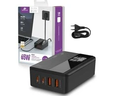 Spacetronik GaN pakrovėjas 65W, LED, PD QC3.0, USB - 4 prievadai