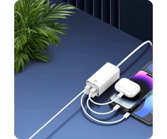 Spacetronik Įkroviklis SR102 65W, 2x PD4+ USB-C, 2x QC3.0 USB-A