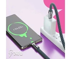 Spacetronik USB-C laidas su virvele PD 240W 30cm BA