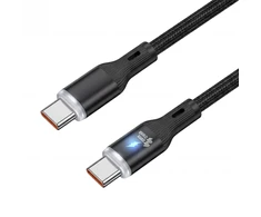 Spacetronik USB2.0 C tipo LED kabelis 60W silikoninis, juodas, 0,5 m
