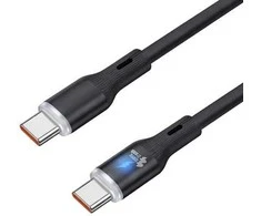 Spacetronik USB2.0 C tipo kabelis LED PD100W silikoninis, juodas, 1 m