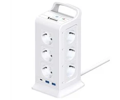 Spacetronik Bokštinis maitinimo blokas 12xAC 2xUSB 1xUSB-C W