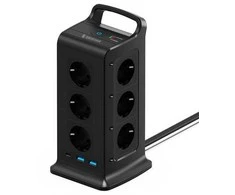 Spacetronik Bokštinis maitinimo lizdas 12xAC 2xUSB 1xUSB-C B