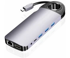 Spacetronik Kelių prievadų SPU-M01 USB-C HDMI VGA RJ45 USB 3.0 SD