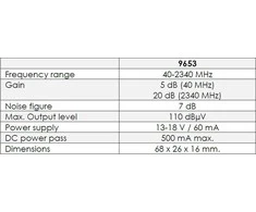 Johansson 9653 WideBand SAT stiprintuvas 40-2340 MHz