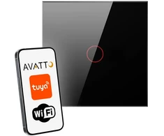 Išmanusis šviesos jungiklis WiFi Avatto TS02-EU-B1 1 krypčių TUYA juodos spalvos