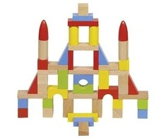 Medinės kaladėlės medvilniniame maišelyje, 50 vnt., 8 formos, goki basic.