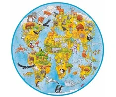 Dėlionė Goki Medinė galvosūkį vaikams - World XXL, žaislas montesori