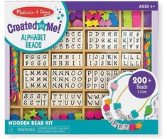 Medinių karoliukų vėrimo rinkinys su raidėmis Melissa &amp; Doug