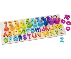 Dėlionė Dėlionių rūšiuoklė 2in1, mokantis skaičiuoti raides ir spalvas Goki